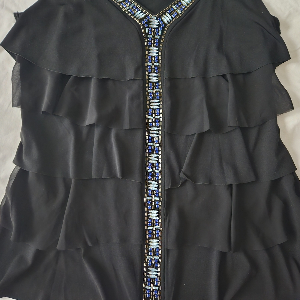 NWT WHITE HOUSE BLACK MARKET Black Jeweled Tiered Halter Top | SZ S - Picture 3 of 9